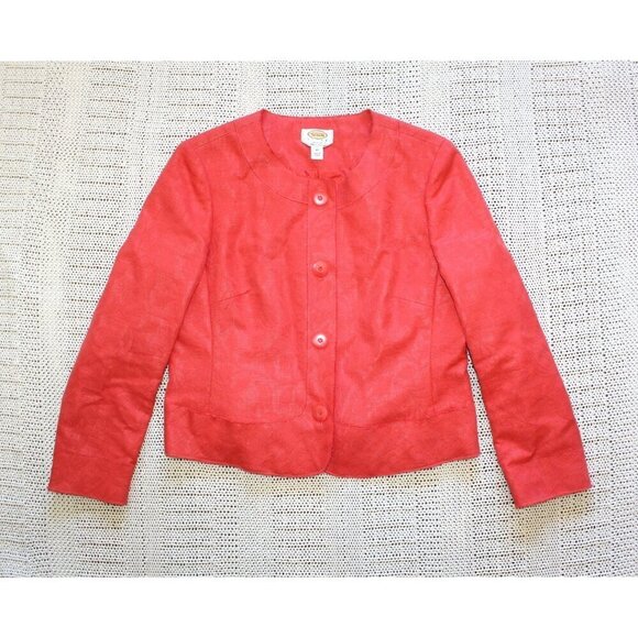 Talbots Coral Italian Fabric Women's Blazer Size 14P Button Professional Career - Picture 4 of 8